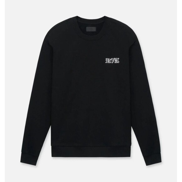 RTA Sweatshirt Mens Medium Black Pullover Crew Logo CHARLES in GOTHIC $170 - Picture 1 of 12